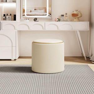 화장대의자 수납 메이크업 엔틱 패브릭 원형 스툴