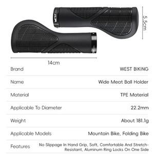 웨스트 바이킹 자전거 그립 충격 흡수 소프트 TPE 핸들바 잠금 인체공학적 편안한 MTB 로드 사이클링