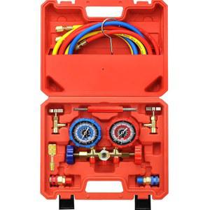 [미국배송] 오토완더러 툴 R134A AC 게이지 5FT 호스 커플러 및 어댑터가 장착된 매니폴드 피어싱 자가 밀봉 탭으로 R12 R22 R502 냉매 자동차 게이지 세트 프레온 충전 키트