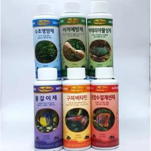 국제프리츠 6종 물갈이제 종합수질개선제 박테리아 활성제 구비비타민 수초영양제 이끼예방제 각 120ML