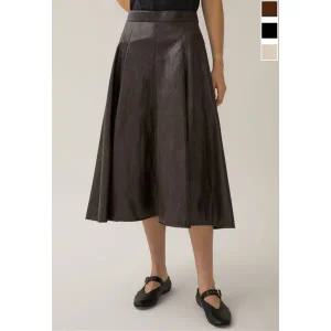 [리스트](광주신세계) 페이크 레더 플레어 스커트