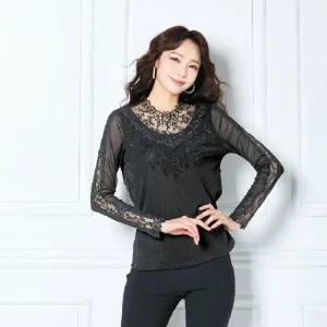 (강)[까르죠아]블랙시스루블라우스