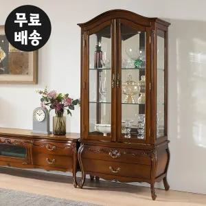 [벤티스가구]듀 엔틱 장식장 원목 진열장 유리 장식장 와인 술 양주 장식장 위스키 거실 인테리어 가구
