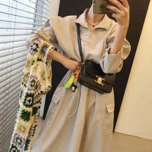 아노락 바스락 허리 스트링 카고 포켓 루즈핏 롱 원피스 (3color)