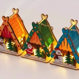 크리스마스 세모집 무드등 만들기 건전지포함 성탄절 미니 조명 소품 장식