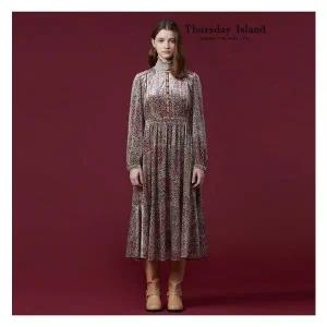 [써스데이아일랜드][Thursday Island] 패턴 벨벳 원피스(T238MOP239W)