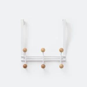 [JAJU](강남점)화이트 우든 볼 도어 후크 6구 화이트 /문옷걸이 방문옷걸이 가방 수건걸이 도어행거