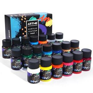 ARTME 아크릴 가죽 페인트 세트, 20가지 색상 x 30ml 염료 키트, 신발, 운동화, 재킷, 소파, 카시트에 완벽합니다