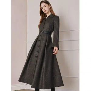 지고트 울 헤링본 슬릿 칼라 원피스 JPBA0OP822 466024