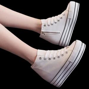 하이탑 캔버스 운동화 여성 9cm 속굽 키높이 스니커즈