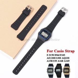 CASIO F91W W-800H 용 실리콘 시계 스트랩 SGW400 F84 F105/108 A158/168 AE1200/1300 소프트 남성용 손목