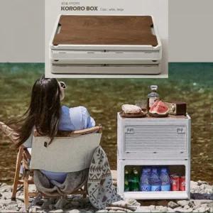 감성캠핑 우드 상판 폴딩박스 84L 116L 143L, 접이식 수납 테이블