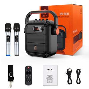 JYX 노래방 기계 (UHF 무선 마이크 2개 포함), 어깨끈이 있는 휴대용 블루투스 스피커, 파워 앰프 PA 서브