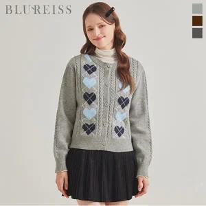 [블루레이스] 하트 아가일 패턴 니트 가디건_B5W1KC4591