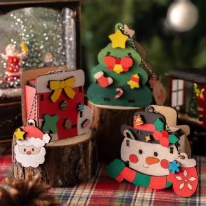 민화샵 크리스마스 LED 키링 만들기 무드등 겨울 트리나무 오너먼트 DIY키트 트리 눈사람 양말 열쇠고리