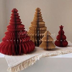 종이트리 미니 탁상 소품 크리스마스 집들이 녹색 무드등 크리스마스파티 선물, 탁상용트리