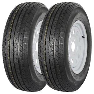 2PK 듀룬 ST205/75R14 래디얼 트레일러 타이어, 14인치 화이트 휠 - 5인치 4-1/2인치 적재 범위