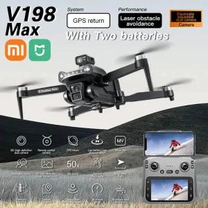드론액세서리 샤오미 V198Max GPS 드론 4K 전문가용 8K HD 듀얼 카메라 브러시리스 모터 5G WIFI FPV RC 쿼