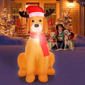 키티치노 4피트 개 크리스마스 풍선 크리스마스, 실내 야외 마당 잔디밭 홀리데이 파티 장식을 위한 내장 LED 폭발