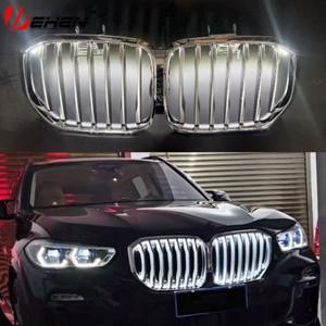 BMW X5 G05 X7 G07 X6 G06 G12 2019-2022용 LED 라이트가 장착된 프론트 키드니 그릴 레이싱 블랙 상단 범
