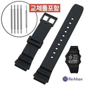 러버 밴드 18mm 교체 호환 카시오 시계 줄 세이코 스트랩 손목 고무 실리콘 우레탄