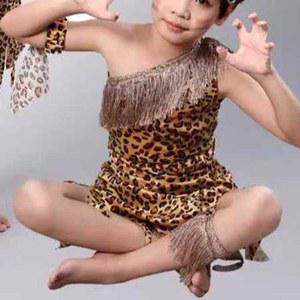 원시인 표범 코스튬 코스프레 파티 복장 의상 어린이 인디언 할로윈 어린이날 호피 무늬