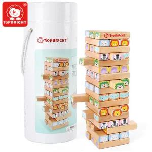 아기 유아 젠가게임 원통블록 나무쌓기 어린이 가족놀이