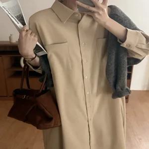 [제작] 밀키드 루즈핏 롱 셔츠 원피스 84411 빅사이즈 여성의류