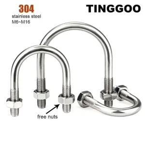 전산볼트 12pc 너트 304 스틸 U형 볼트 후프 말 M6m8m10m12 건설 U 자형 나사