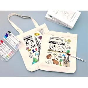 다른나라 에코백 꾸미기 돌봄교실 미술수업교재 만들기 문화센터 학교교구 원데이클라스 DIY스티커 문센