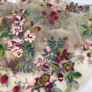 고 그물 실 암호화  메쉬 자수 꽃 슬림 명주 레이스 원단 웨딩 드레스 천 스커트