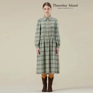 [Thursday Island] 셔츠카라 체크 원피스(T238MOP253W)