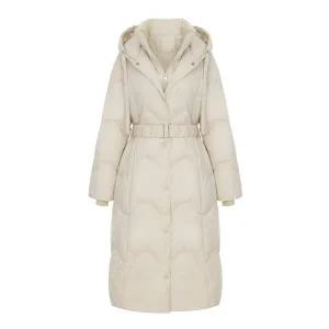 [롯데백화점]티뷰 워머 후드 레이어드 벨티드 롱패딩_V5D-VPD009