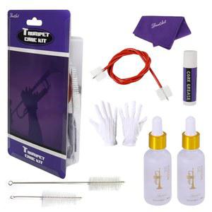 키트: 청소 다기능 케어 오일 마우스피스, 장갑 코르크 그리스, - 키트 트럼펫 관리 트럼펫(짧은) 밸브 유지 x2, 및 천, 브러시,