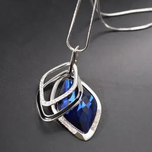 [골드스마일]블루 크리스탈 목걸이 여자 팬던트 목걸이