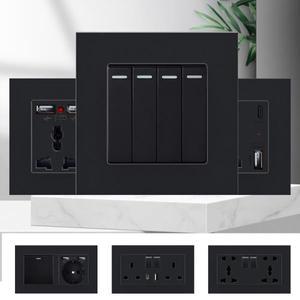 블랙 벽 스위치 EU RU 빈티지 난연 패널 1 갱 웨이 로커 ON/OFF 16A AC 250V 러시아제품 소켓