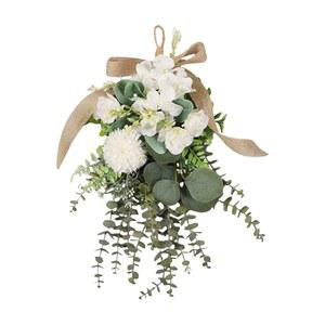 프레돌로 유칼립투스 국화 화환 인공 꽃 눈물방울 화환, 집들이 생일 호텔 정원, 흰색