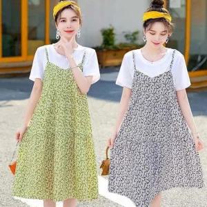 풀 반팔 나시 레이어드 원피스 URK361 드레스 S 비치 홀터넥 맥시롱 사이즈 여자 XL 하객 원피스 데일리 여