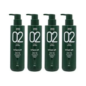 아모스 녹차실감 샴푸 지성 두피용 500g 4개
