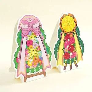 핑크풋 축하 화환 카드 스탠드카드 봉투 세트 자재