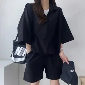 [하프클럽/]여자 여름 캐주얼 3컬러 반집업 맨투맨 밴딩팬츠 세트