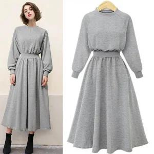 [하프클럽/]여자 허리밴딩 롱 원피스 블랙 그레이 잘록한 몸매 라인 데이트