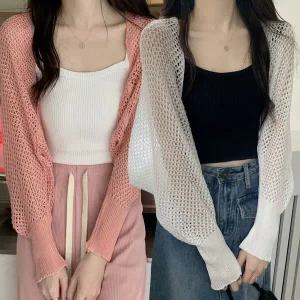 [하프클럽/]여성 얇은 니트 소재 가벼운 볼레로 URK-300