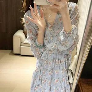 [하프클럽/]G126587 플라워패턴 시스루 롱원피스