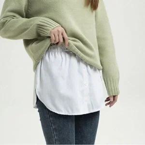 [하프클럽/]받쳐입는 티셔츠에 페이크 레이어드 셔츠 밑단 스커트