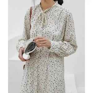 [하프클럽/]플라워 리본넥 롱 원피스 ST143