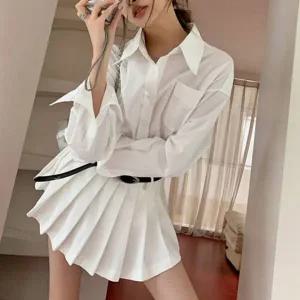 [하프클럽/]F007124 (벨트set) A라인 플리츠주름치마 미니스커트