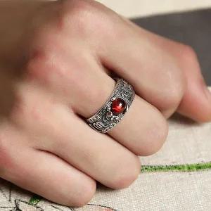 [콩심팥심]남여공용 석류석두꺼비반지 석류석 레트로남여공용반지 심경