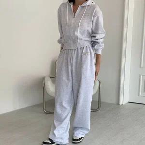 [하프클럽/]여자 가을트레이닝복 크롭 후드집업 와이드팬츠 세트