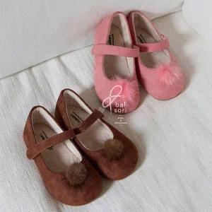 [베이비잼]발소리 털방울 아기 유아 아동 여아 겨울 털신 플랫 신발